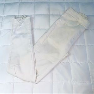 High-Waist Distressed White Skinny Jeans